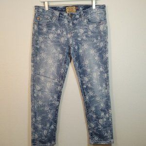 Dear John Floral Pattern Crop Denim Jeans 29